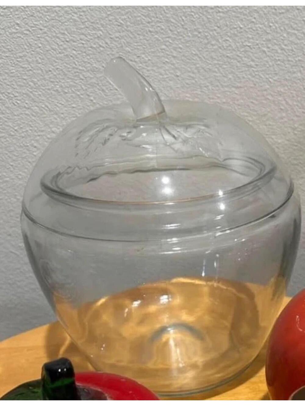 Glass apple cookie containers jar grannycore